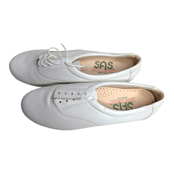 SAS Whisper Womens Size 9 1/2 Slim Tripad Comfort White Leather Walking Shoe - Picture 3 of 7